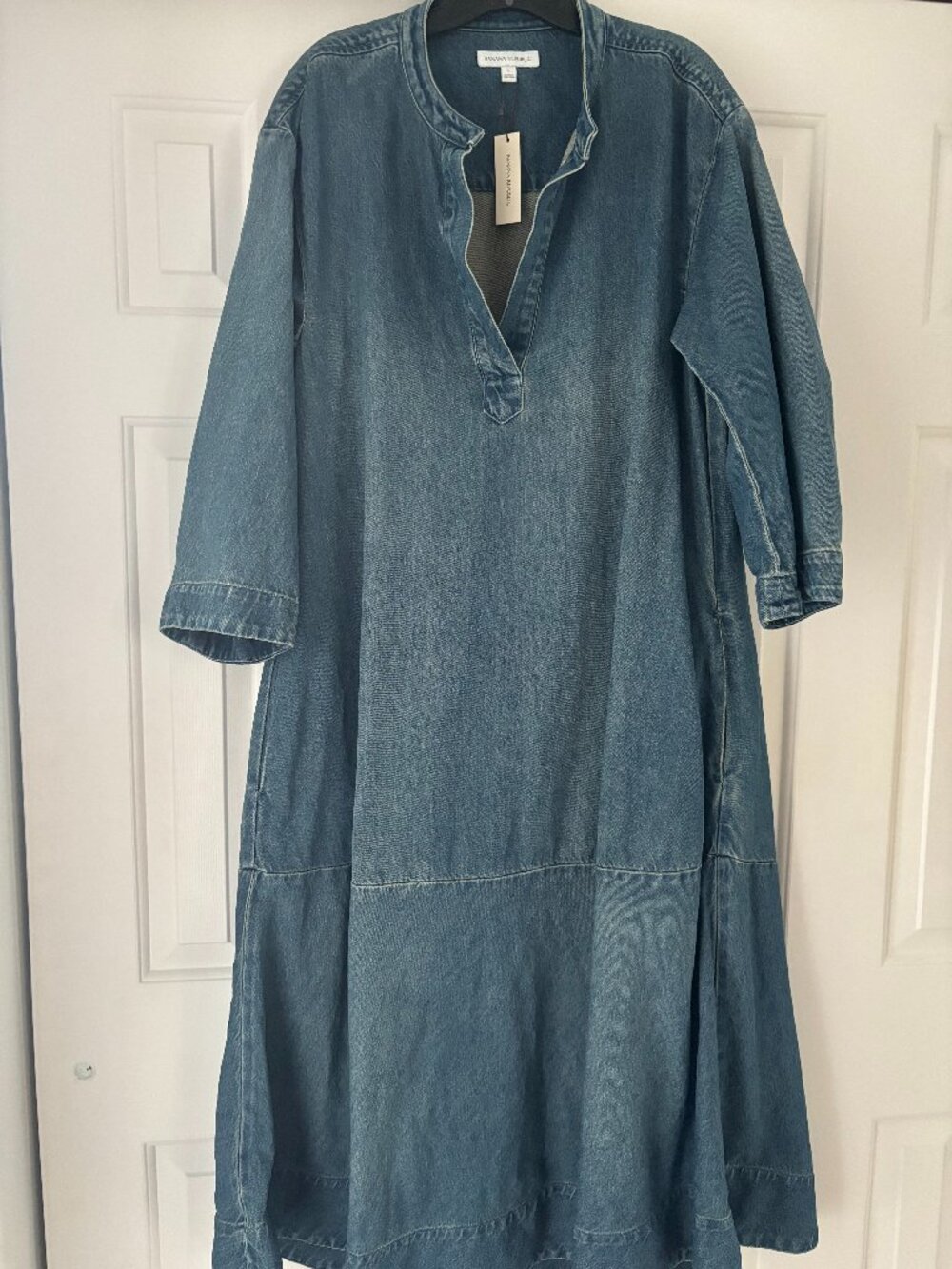NWT Banana Republic Denim Popover Shirt Dress light wash sz L